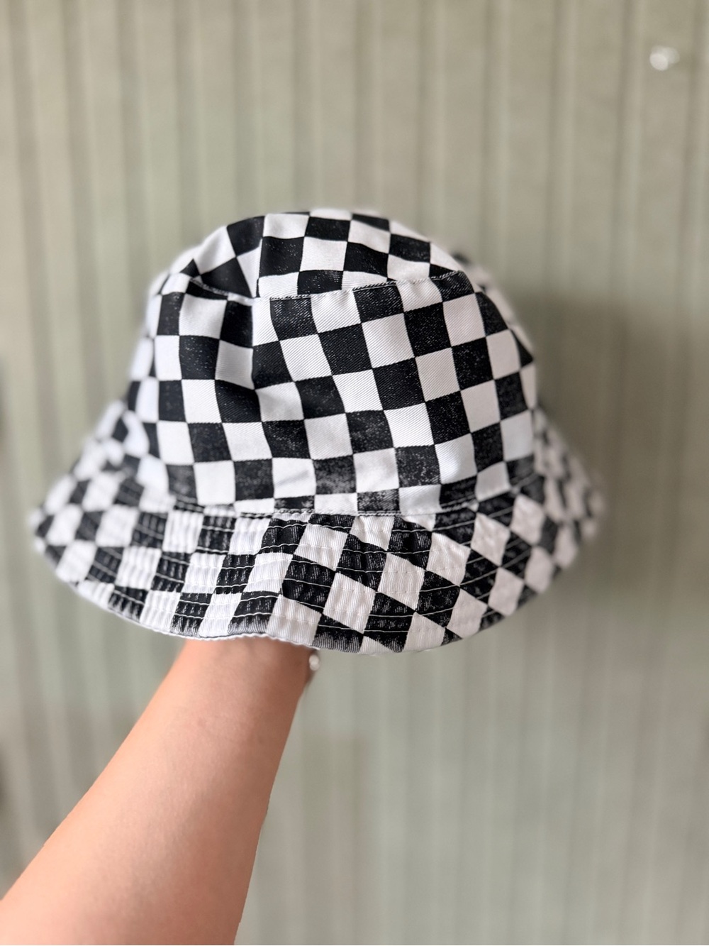 Kids Black & White Checkered Bucket Hat - Brand